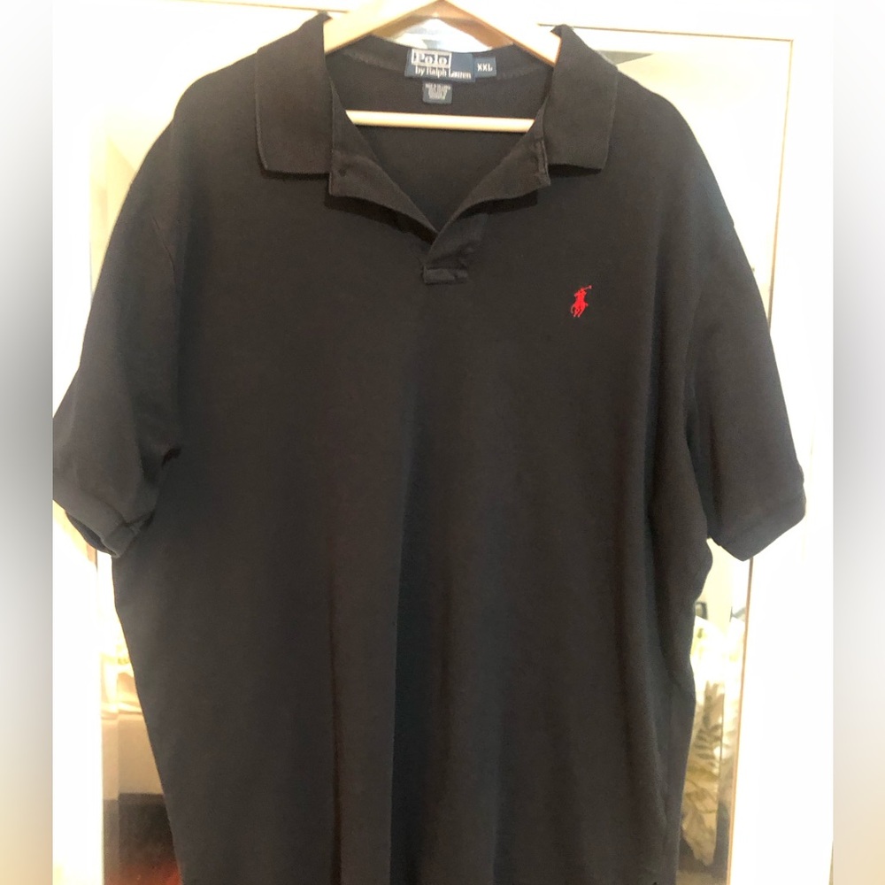 Polo Ralph Lauren Shirt Mens XXL Black Relaxed Fit Soft Cotton. Red Pony.